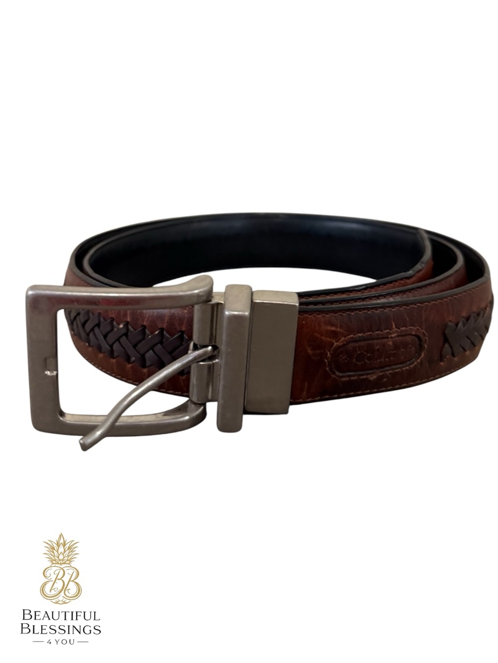 Columbia Genuine Leather Braided Belt Brown Size 44/110 Men’s Casual Father Day